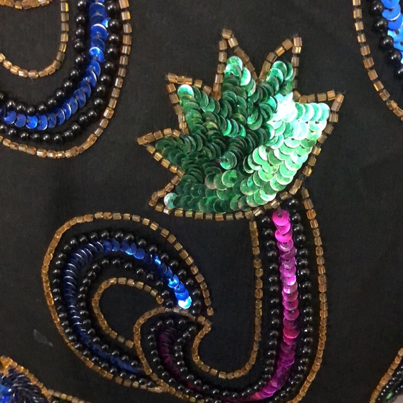 Vintage Lawrence Kazer Evening top Women's PS formal sequins cocktail 100% silk - Picture 4 of 12